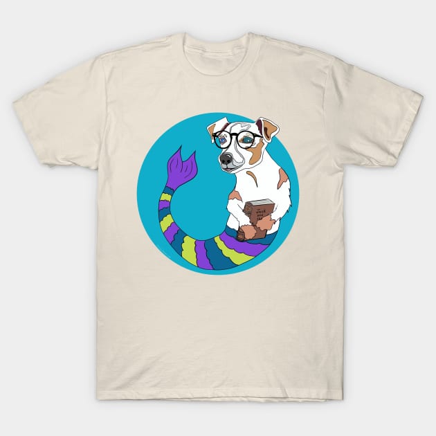 Milo the Bookworm Jack Russell Mermutt T-Shirt by abrushwithhumor